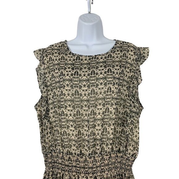 Mossimo Ruffled Short Sleeve Patterned Dress Elastic Waist Keyhole Back XXL - Picture 2 of 10